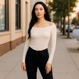 SHEIN Off-Shoulder Long Sleeve Bodysuit